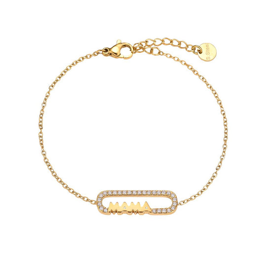 Mama Zirkonia Edelstahl Armkette