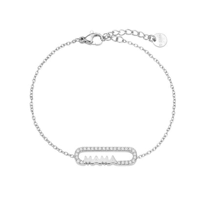 Mama Zirkonia Edelstahl Armkette