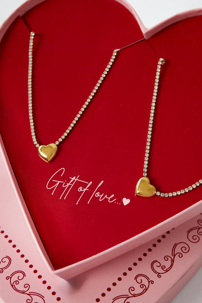 Herz mit Diamanten Halskette Set